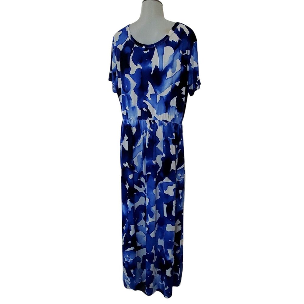 MISFAY Women’s Maxi Dress XXL Ink Blue Short Sleeve Casual Long Dress with Pocke